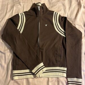 Brown Zip Up Track Jacket American Eagle Outfitters